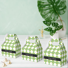 Caja Para Regalos Patrón de Hoja, Hojas Verdes, Tu Nombre