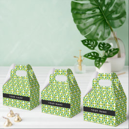 Caja Para Regalos Patrón de Hoja, Hojas Verdes, Tu Nombre