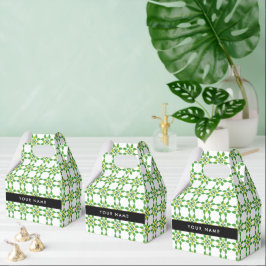 Caja Para Regalos Patrón de Hoja, Hojas Verdes, Tu Nombre