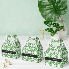 Caja Para Regalos Patrón de Hoja, Hojas Verdes, Tu Nombre