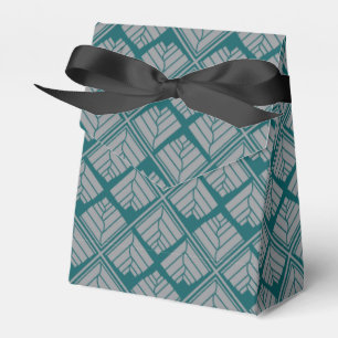 Caja Para Regalos Patrón de hojas cuadradas Verde azulado neutro