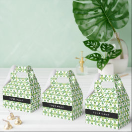 Caja Para Regalos Patrón de hojas, hojas verdes, nombre