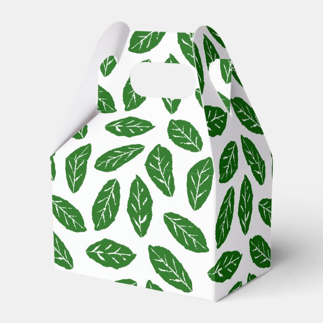 Caja Para Regalos Patrón de Hojas Verdes (Front Side)