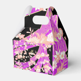Caja Para Regalos Patrón de Kimono floral Violeta Rosa