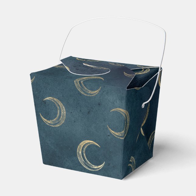 Caja Para Regalos Patrón de luna azul y dorado (Front Side)