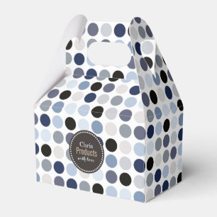 Caja Para Regalos patrón de lunares azul gris moderno monograma