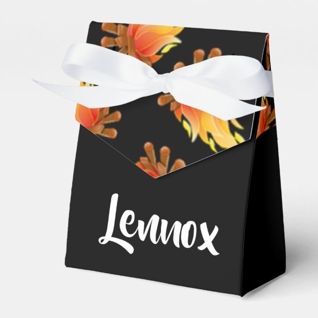 Caja Para Regalos Patrón de madera quemada sobre negro (Front Side)