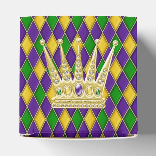 Caja Para Regalos Patrón de Mardi Gras Harlequin con Corona2 (Parte superior)
