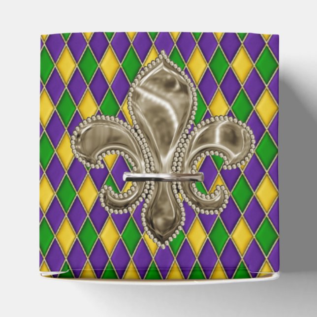Caja Para Regalos Patrón de Mardi Gras Harlequin con Fleur de Lis (Parte superior)