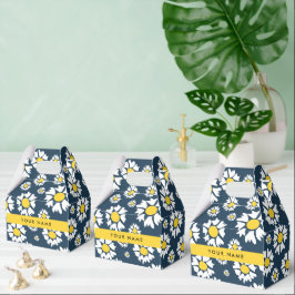 Caja Para Regalos Patrón de margarita, maricas blancas, tu nombre