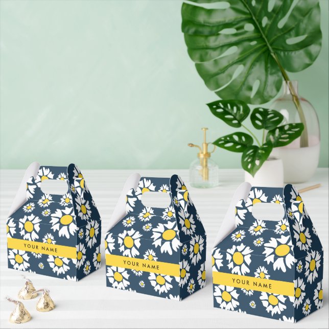 Caja Para Regalos Patrón de margarita, maricas blancas, tu nombre (Múltiple)
