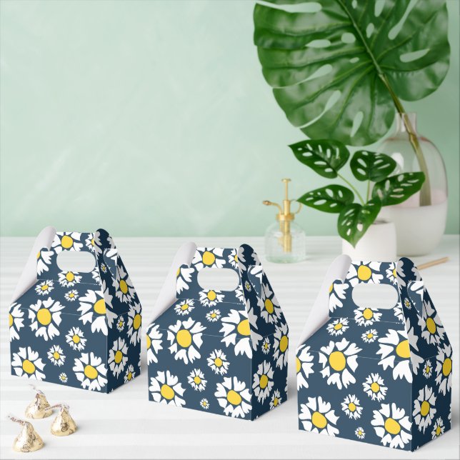 Caja Para Regalos Patrón de margarita, patrón floral, mareas blancas (Múltiple)