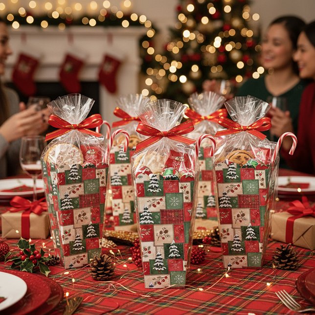 Caja Para Regalos Patrón de Navidad de patchwork campestre (Subido por el creador)