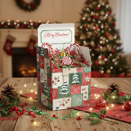 Caja Para Regalos Patrón de Navidad de patchwork campestre