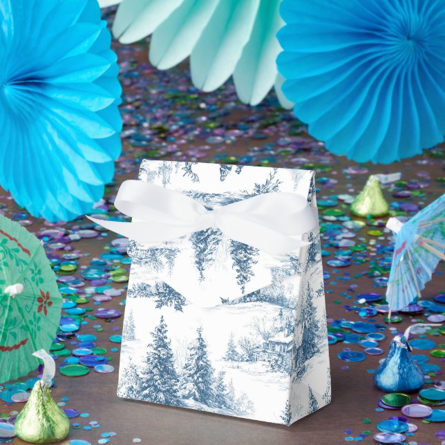 Caja Para Regalos Patrón de Navidad de Toile Azul (Fiesta)