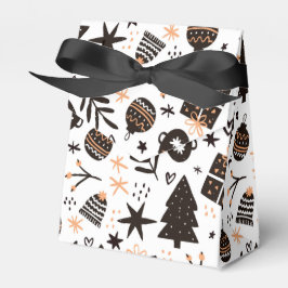 Caja Para Regalos Patrón de Navidades blancos y negros