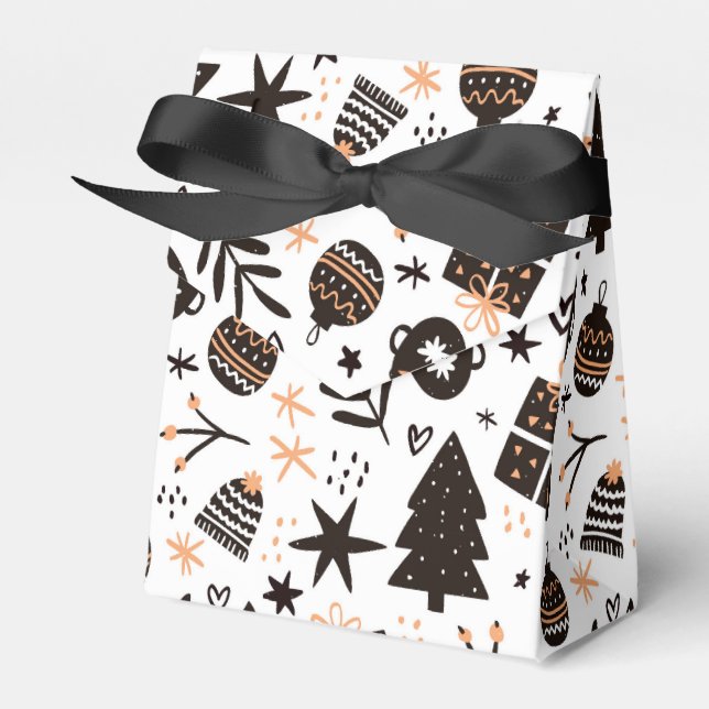 Caja Para Regalos Patrón de Navidades blancos y negros (Front Side)