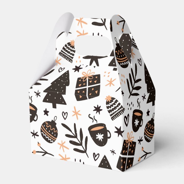 Caja Para Regalos Patrón de Navidades blancos y negros (Front Side)