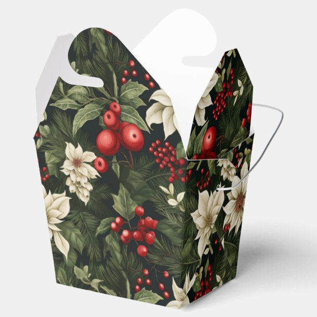 Caja Para Regalos Patrón de Navidades botánicos (Abierto)
