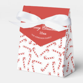 Caja Para Regalos Patrón de Navidades de caña de caña blanca y roja