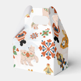 Caja Para Regalos Patrón de Navidades de flores cortas con Santa