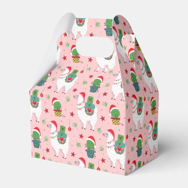 Caja Para Regalos Patrón de Navidades Llamas y Cacti (Front Side)