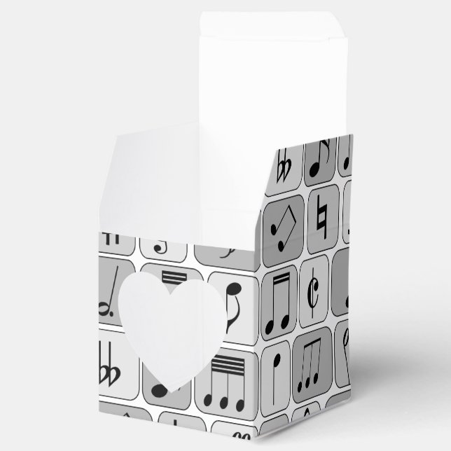 Caja Para Regalos Patrón de notas de música geométrica monocromática (Abierto)