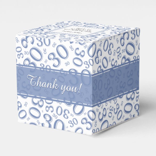 Caja Para Regalos Patrón de número aleatorio azul/blanco de cumpleañ (Costado Anverso)