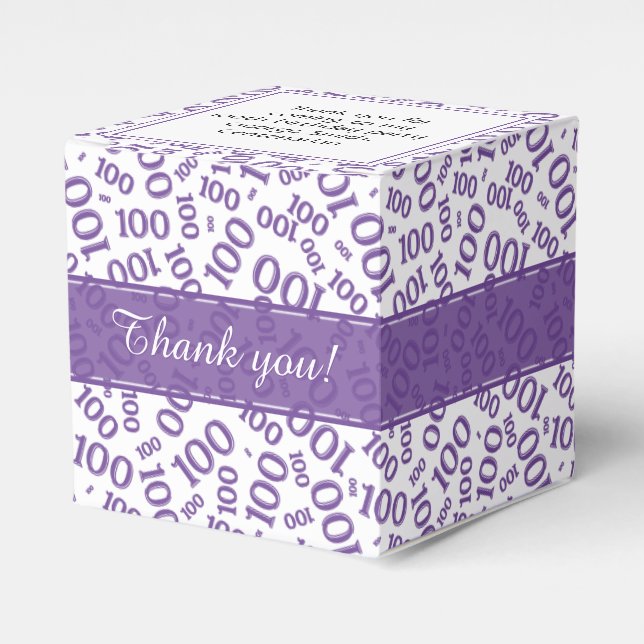 Caja Para Regalos Patrón de número aleatorio morado/blanco de cumple (Costado Anverso)