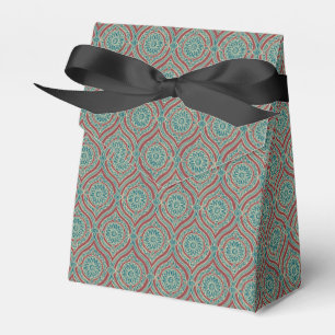 Caja Para Regalos Patrón de ogeo étnico de moda en marrón, Verde azu