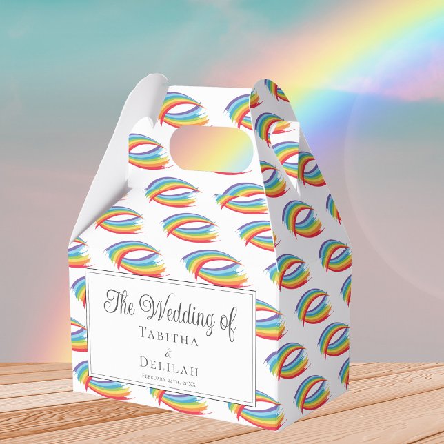Caja Para Regalos Patrón de Olas de Arcoíris Boda LGBT (Subido por el creador)