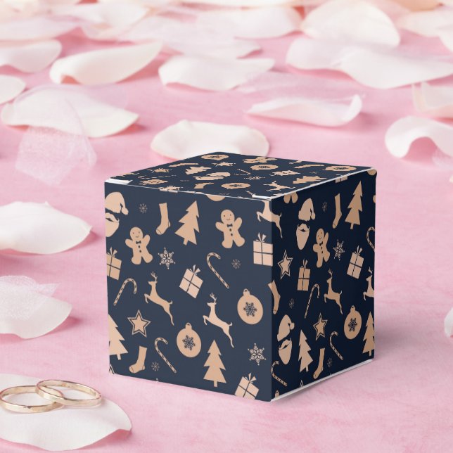 Caja Para Regalos Patrón de pan de jengibre, Santa y árbol de Navida (Boda)