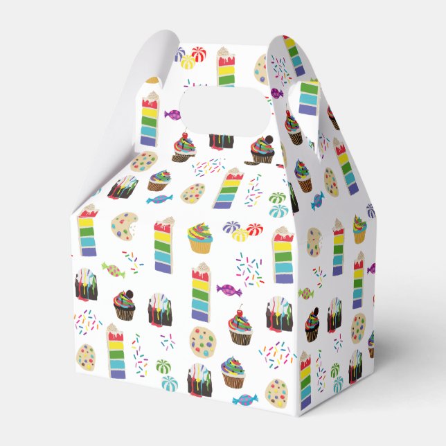 Caja Para Regalos Patrón de pasteles arcoiris y salpicaduras (Front Side)