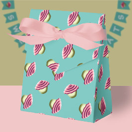 Caja Para Regalos Patrón De Pasteles Rosa Y Aqua