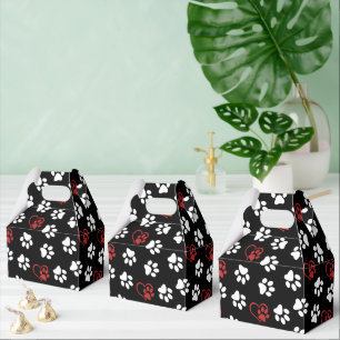 Caja Para Regalos Patrón De Patas, Patas Blancas, Patas Rojas, Coraz