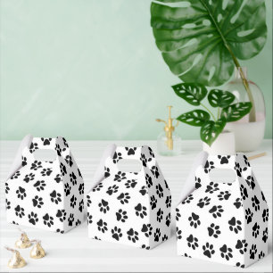 Caja Para Regalos Patrón De Patas, Patas De Perro, Patas Negras