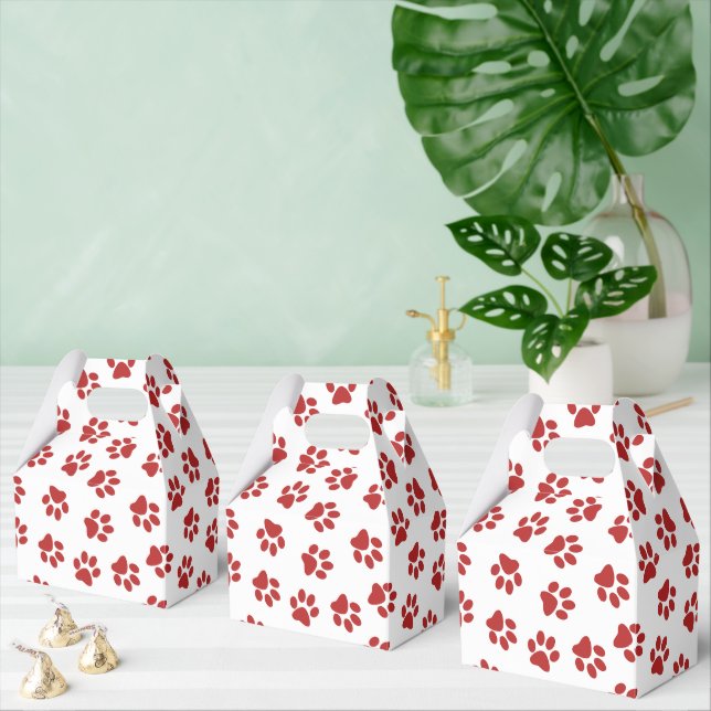 Caja Para Regalos Patrón De Paws, Paws De Perro, Papas Rojas (Múltiple)