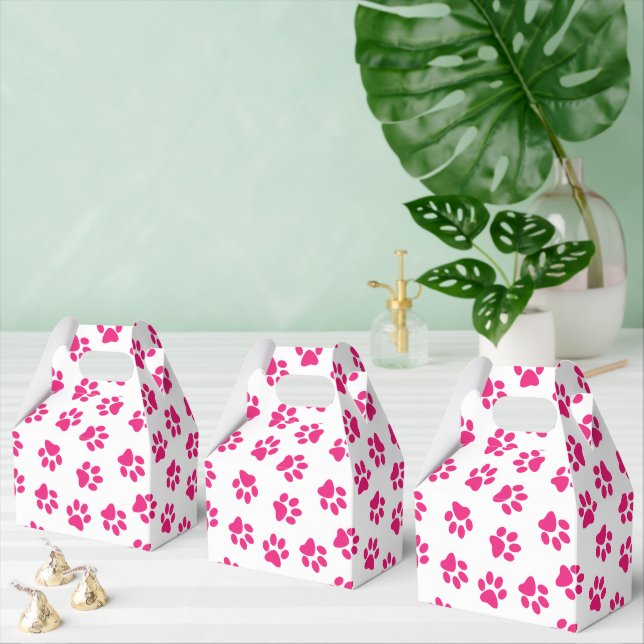 Caja Para Regalos Patrón De Paws, Paws De Perro, Paws Rosados (Múltiple)