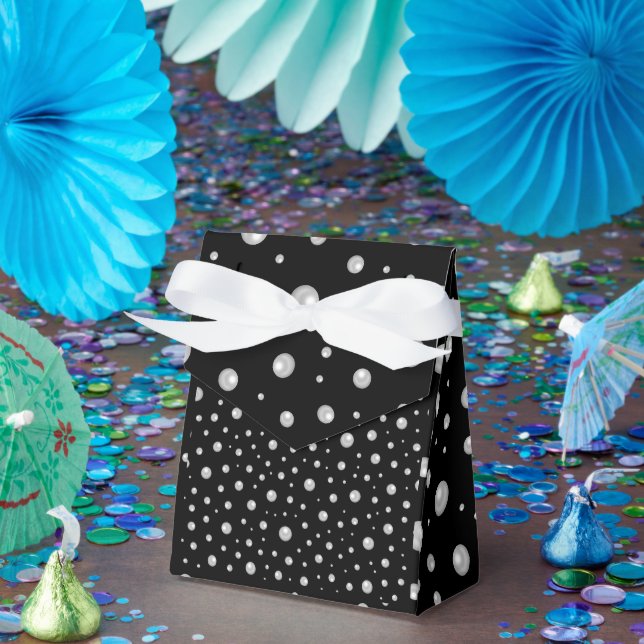 Caja Para Regalos Patrón de perla en fondo negro (Fiesta)