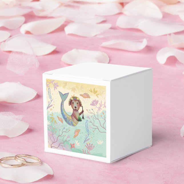 Caja Para Regalos patrón de perro de sirena (Boda)