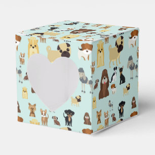 Caja Para Regalos patrón de perros de fondo azul claro.