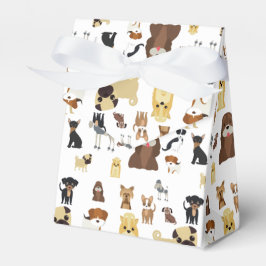 Caja Para Regalos patrón de perros de fondo blanco