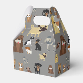 Caja Para Regalos patrón de perros de fondo gris