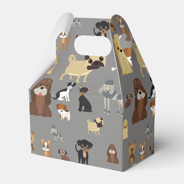 Caja Para Regalos patrón de perros de fondo gris (Front Side)