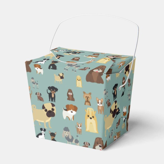 Caja Para Regalos patrón de perros de fondo turquesa (Front Side)