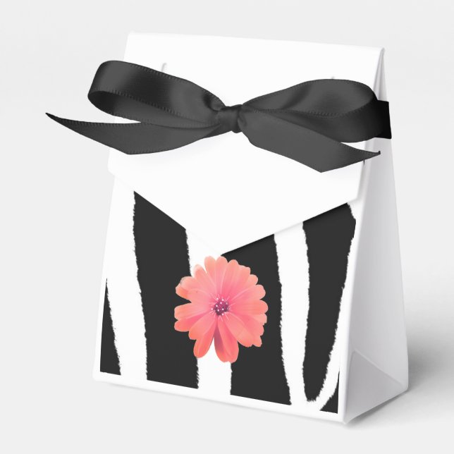 Caja Para Regalos Patrón de piel de cebra con flor (Front Side)