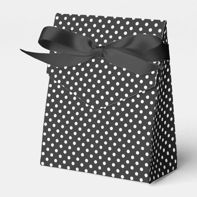 Caja Para Regalos Patrón de puntos de polka blanco y negro (Front Side)