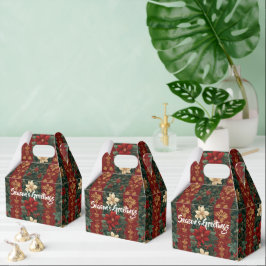 Caja Para Regalos Patrón de rayas de poinsettia victoriana