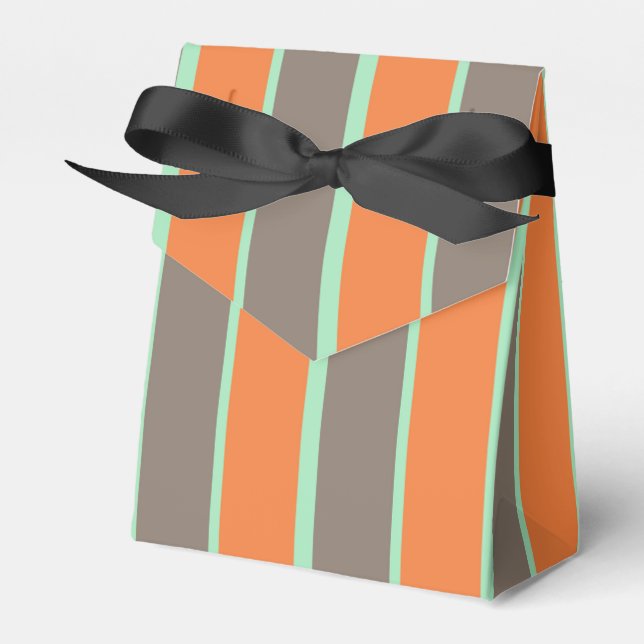 Caja Para Regalos Patrón de rayas verdes, grises y naranjas (Front Side)