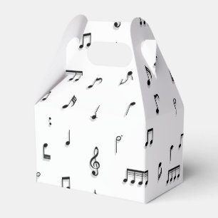 Caja Para Regalos Patrón de símbolos de notas musicales en blanco y